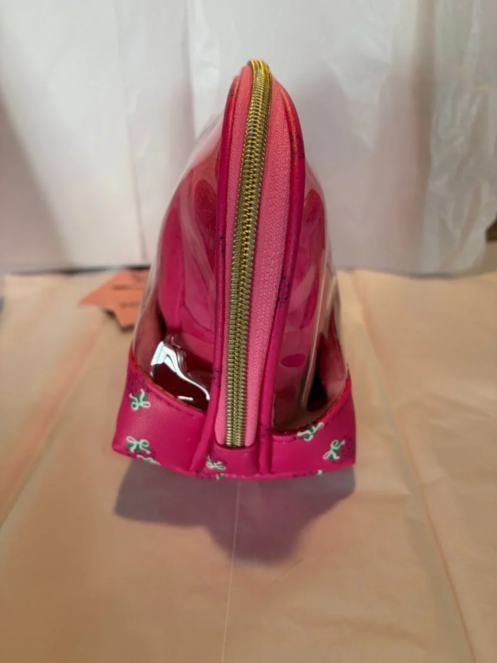 Juicy Couture Cosmetic Bag Set Pink Terry Juicy Rhinestone Travel